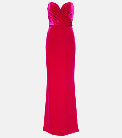 Rebecca Vallance Bernadette Strapless Velvet Gown In Pink