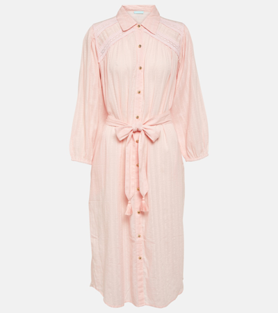 Melissa Odabash Cressida Belted Cotton Shirt Dress In Pink