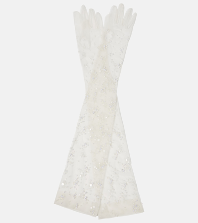 Safiyaa Bridal Tulle Gloves In White