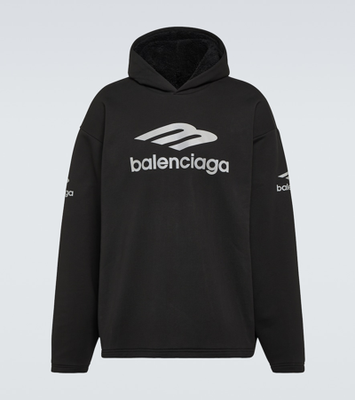 BALENCIAGA 3B SPORTS ICON COTTON FLEECE HOODIE