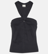 Isabel Marant Zineba Triangle Cutout Cotton Top In Black