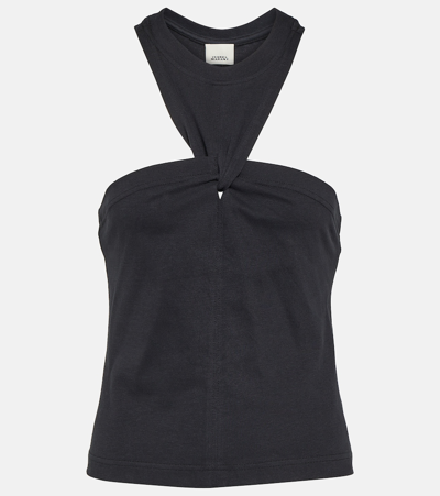 Isabel Marant Zineba Triangle Cutout Cotton Top In Black