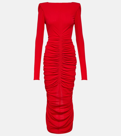Givenchy Ruched Crêpe Midi Dress In Red