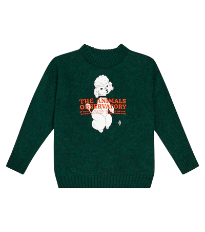 The Animals Observatory Kids' Bull Knit Jumper In Green