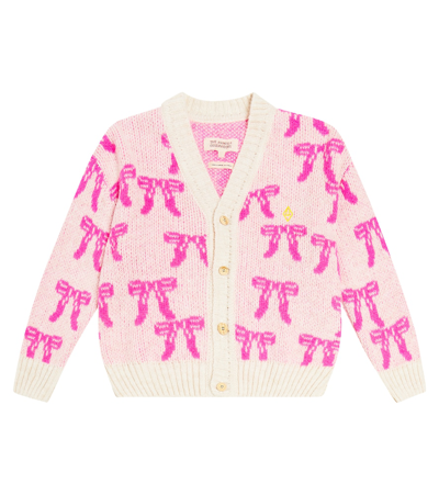 The Animals Observatory Kids' Racoon Knit Cardigan In Pink