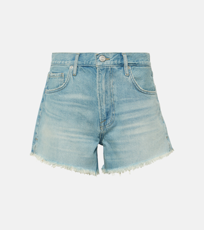 Frame Le Super High Denim Shorts In Blue