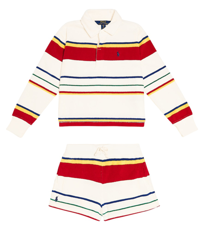 Polo Ralph Lauren Kids' Cotton-blend T-shirt And Shorts Set In Multicoloured