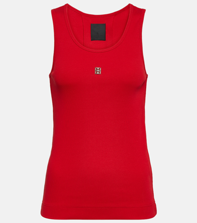 Givenchy Ribbed-knit Cotton Jersey Tank Top In Red