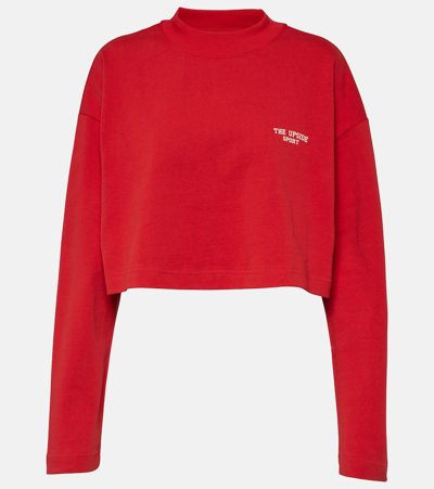 The Upside Courtsport Sabine Cropped Cotton Sweatshirt In Red