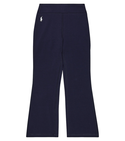 Polo Ralph Lauren Kids' 棉质混纺针织喇叭紧身裤 In Blue