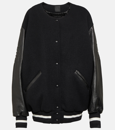 Givenchy Oversized Wool-blend Varsity Jacket In Black