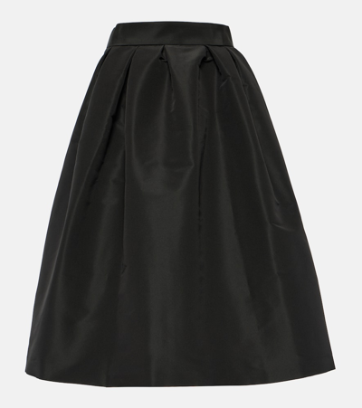 Carolina Herrera High-waist Pleated Full Midi Skirt In Black
