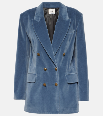 Frame Double Breasted Slim Blazer In Blue