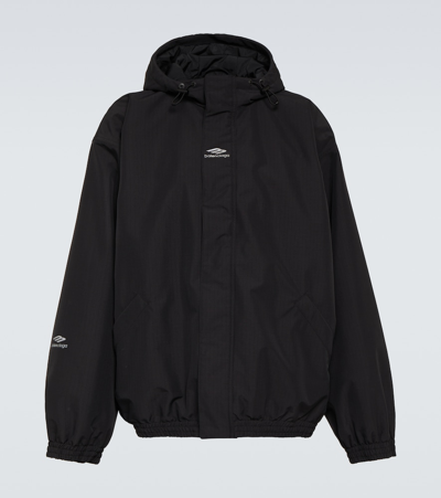 Balenciaga 3b Sports Icon Hooded Ski Parka In Black