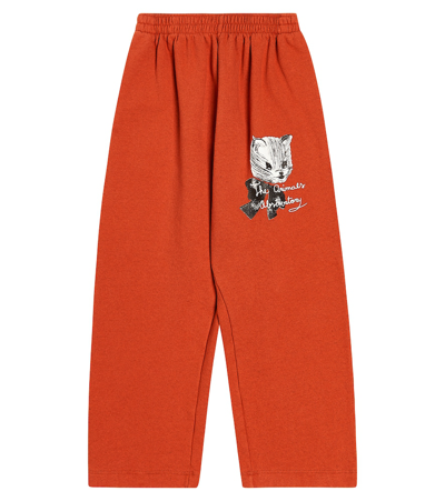 The Animals Observatory Kids' Cameleon Cotton Sweatpants In Red