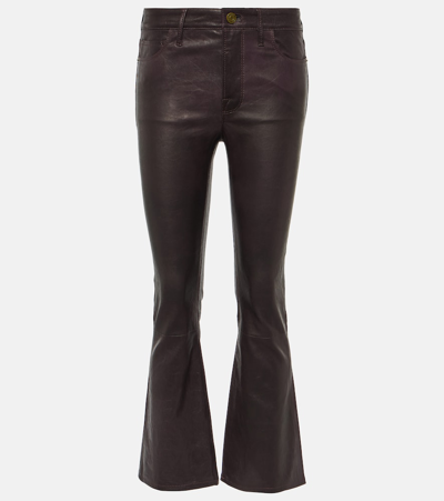 Frame Le Crop Mini Boot Leather Trousers In Purple