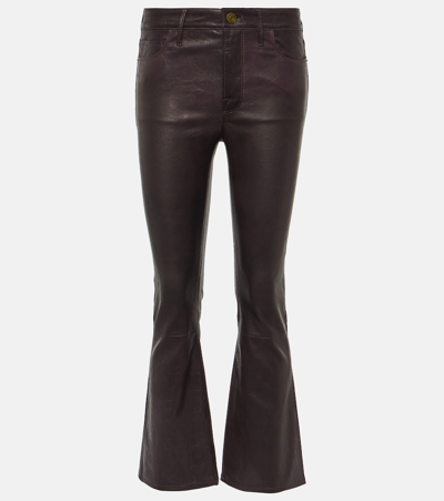 Frame Le Crop Mini Boot Leather Pants In Dark Purple