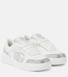 DOLCE & GABBANA NEW ROMA EMBELLISHED LEATHER SNEAKERS