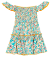 Poupette St Barth Aurora Floral Off-shoulder Dress In Green