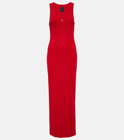 Givenchy Ribbed-knit Cotton Jersey Maxi Dress In Orange