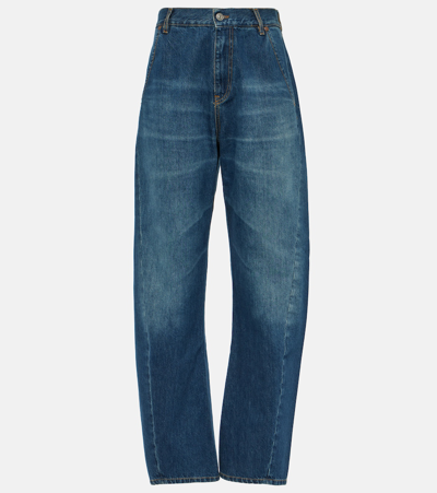 Victoria Beckham Twisted Low-rise Slouch Denim Jeans In Blue