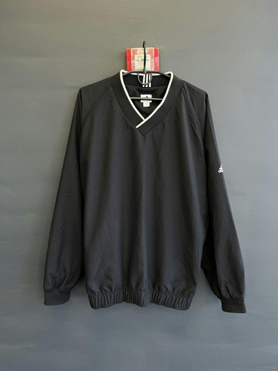Pre-owned Adidas X Vintage Adidas Nylon Baggy Sweatshirt Embroidered Logo Y2k In Black
