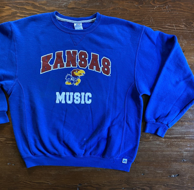 Pre-owned Collegiate X Russell Athletic Vintage Y2k's Kansas Music Russell Crewneck Sweatshirt In Blue