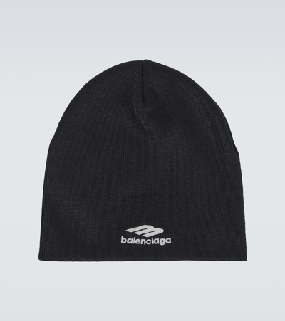 BALENCIAGA 3B SPORTS ICON RIBBED-KNIT BEANIE