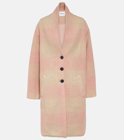 Marant Etoile Checked Wool-blend Coat In Pink