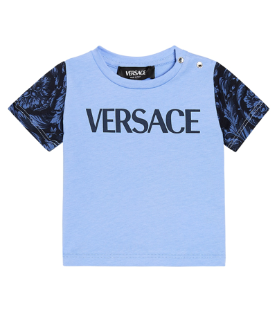 Versace Baby Barocco Cotton Jersey T-shirt In Multicoloured