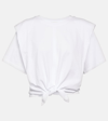 Isabel Marant Zineae Cropped Twist-front Cotton-jersey T-shirt In White
