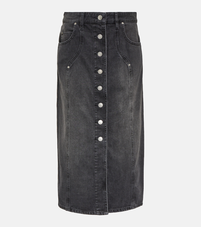 Marant Etoile Vandy Denim Midi Skirt In Black