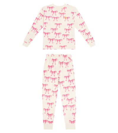 The Animals Observatory Kids' Llama Printed Cotton Jersey Pajamas In White
