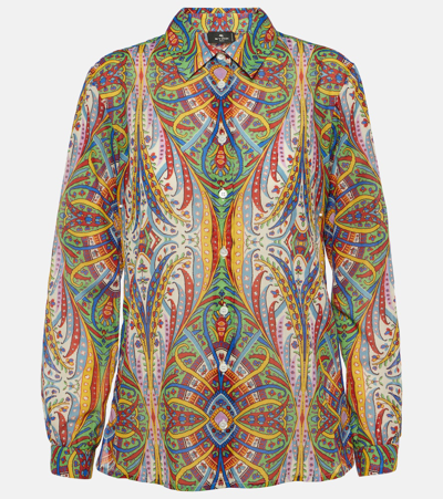 Etro Printed Cotton Shirt In Multicolor