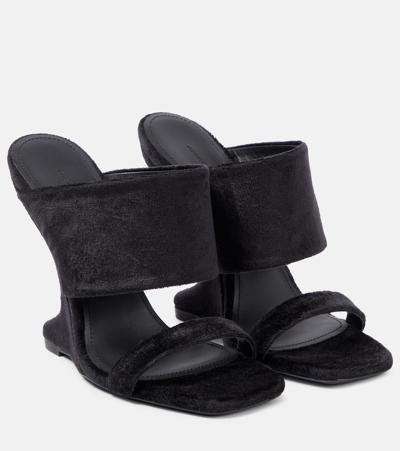 Rick Owens Cantilever Suede Mules In Black