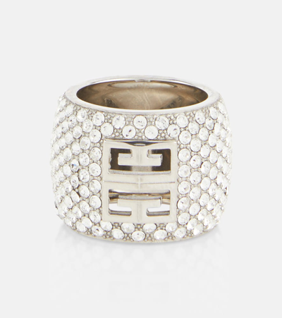 Givenchy 4g Crystal-embellished Ring In Silver
