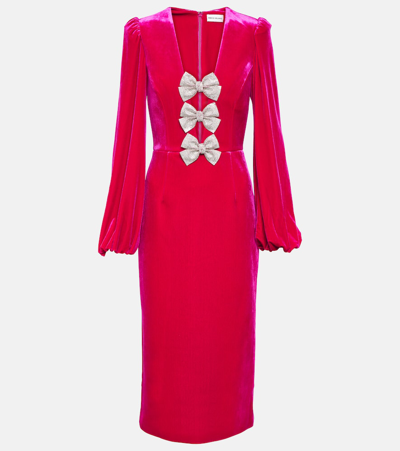 Rebecca Vallance Bernadette Velvet Midi Dress In Pink