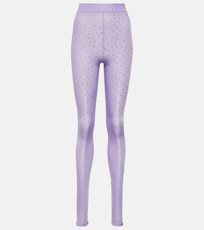 Alex Perry Crystal-embellished Jersey Tights In Purple
