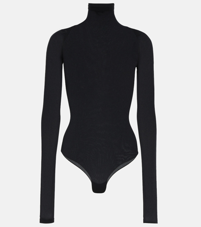 Alaïa Knit Turtleneck Bodysuit In Black