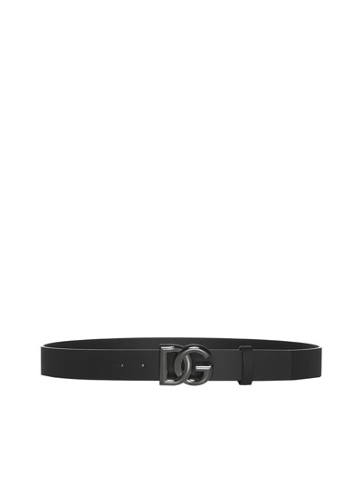 Dolce & Gabbana Logo Belt In Black