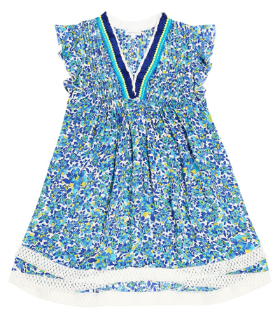 Poupette St Barth Kids' Sarah Floral Dress In Blue