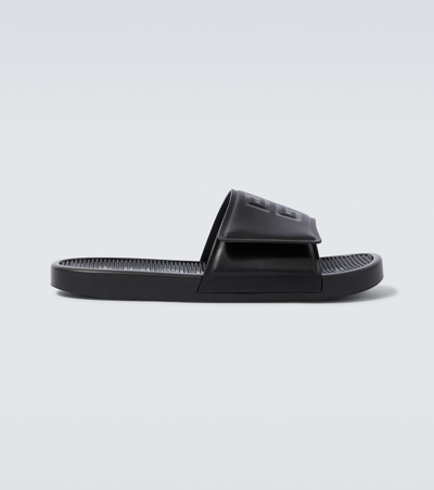 Givenchy Men's Slide Flat Sandals In Synthetic Leather In 004 - Blackwhite