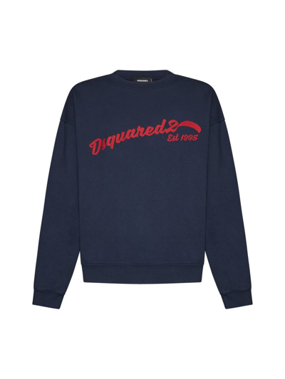 Dsquared2 Logo-print Cotton Sweatshirt In Blue