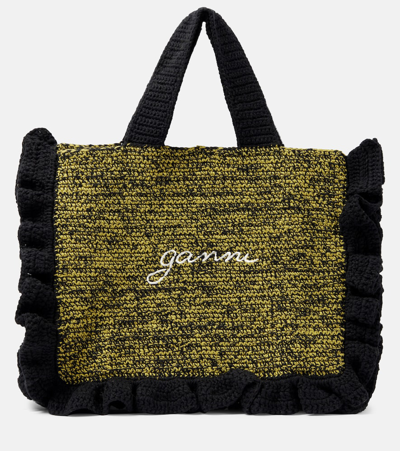 Ganni Crochet Tote Bag In Multicoloured