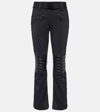 Goldbergh Rocky Quilted Faux Leather-paneled Flared Ski Pants In Black