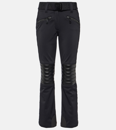 Goldbergh Rocky Quilted Faux Leather-paneled Flared Ski Trousers In Black