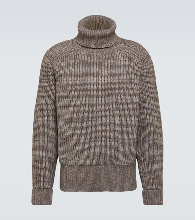 Loro Piana Men's Dolcevita Cotton-wool Turtleneck Sweater In Stonish Beige
