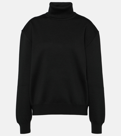 Alaïa Wool-blend Turtleneck Sweater In Black