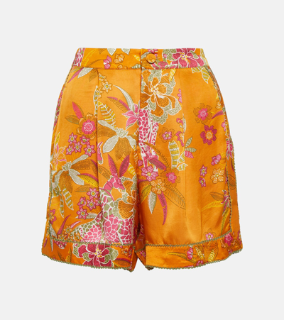 Poupette St Barth Isabelle Floral Shorts In Orange