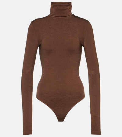 Wolford Colorado Turtleneck Bodysuit In Umber